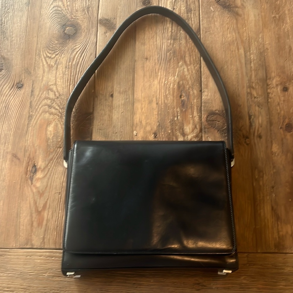 Escada Vintage Black Leather Shoulder Bag